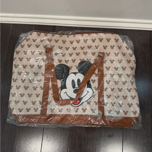 NWT Disney Mickey Mouse Tote Duffel Bag - Brown and Cream - Picture 1 of 4